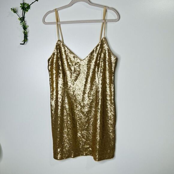 Abercrombie & Fitch Gold Sequins Spaghetti Strap Dress NWT! - Picture 1 of 10